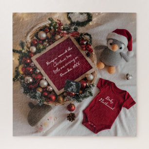 Christmas themed pregnancy announcement jigsaw puzzle