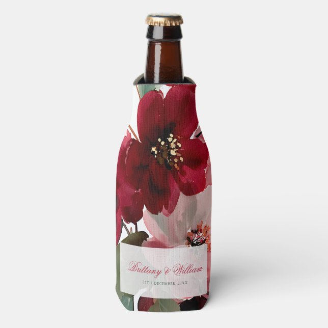  Christmas Themed Red Floral Wedding  Bottle Cooler (Bottle Front)