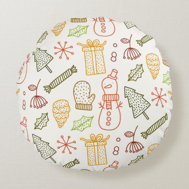 Christmas-themed round cushion (Front)