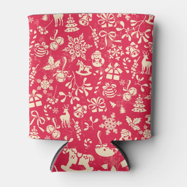 Christmas themed, seamless wrapping paper pattern. can cooler (Front)