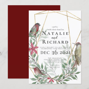 Christmas themed wedding invitation
