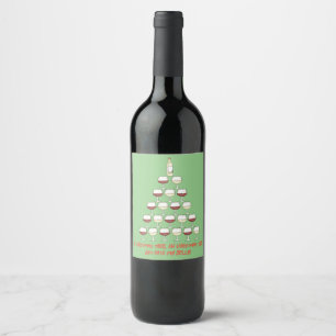 Christmas themed; wine tree; wine glasses;  label