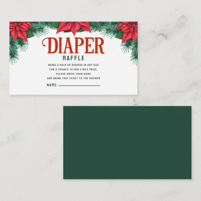 Christmas Themed Winter Baby Shower Diaper Raffle Enclosure Card (Front/Back)