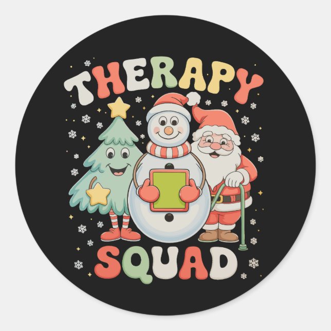 Christmas Therapy Squad SLP OT PT Crew Santa Xmas Classic Round Sticker (Front)