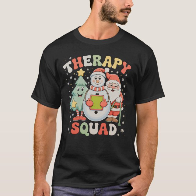 Christmas Therapy Squad SLP OT PT Crew Santa Xmas T-Shirt (Front)