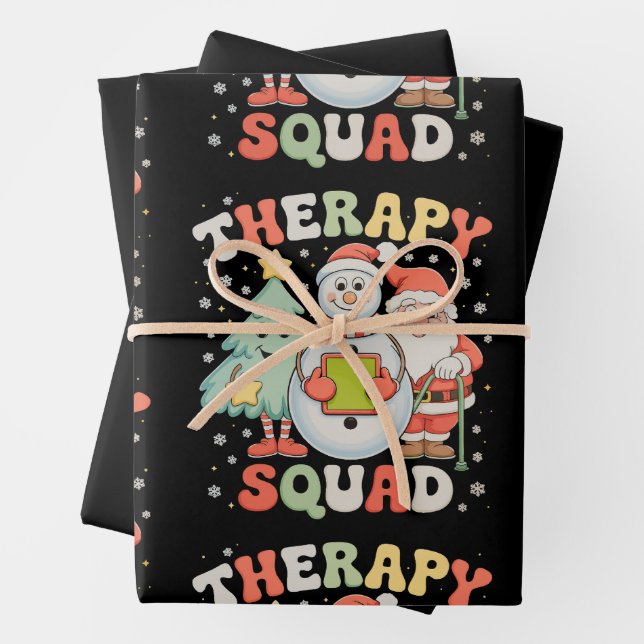 Christmas Therapy Squad SLP OT PT Crew Santa Xmas Wrapping Paper Sheet (In situ)