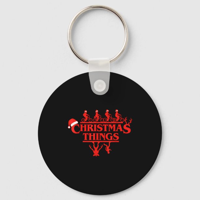Christmas Things Red Lettering Bike Squad Holiday  Key Ring (Front)