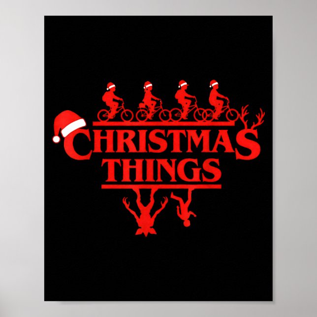Christmas Things Red Lettering Bike Squad Holiday  Poster (Front)