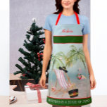 Christmas Think Beach Palm Trees Flamingo Apron<br><div class="desc">Doesn't this tell a great story -- it is still a Merry Christmas on the beach moment -- whether you are actually on the beach or might like to imagine that you are -- this artistic watercolor apron will take you there. Enjoy and it would make a really fun and...</div>