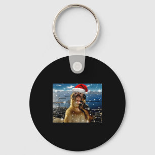 Christmas Thinking Monkey Meme Brainrot Xmas Gift  Key Ring