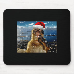 Christmas Thinking Monkey Meme Brainrot Xmas Gift Mouse Mat