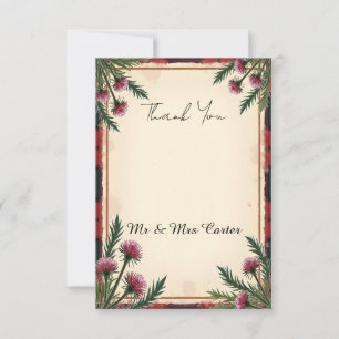 Christmas Thistle Pine Scottish Wedding Thank You Card