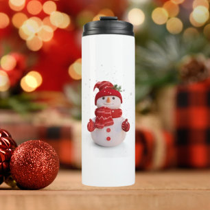 Christmas Three-Dimensional Snowman Thermal Tumbler