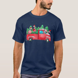 Christmas Three Flamingo Truck Xmas Tree Funny San T-Shirt
