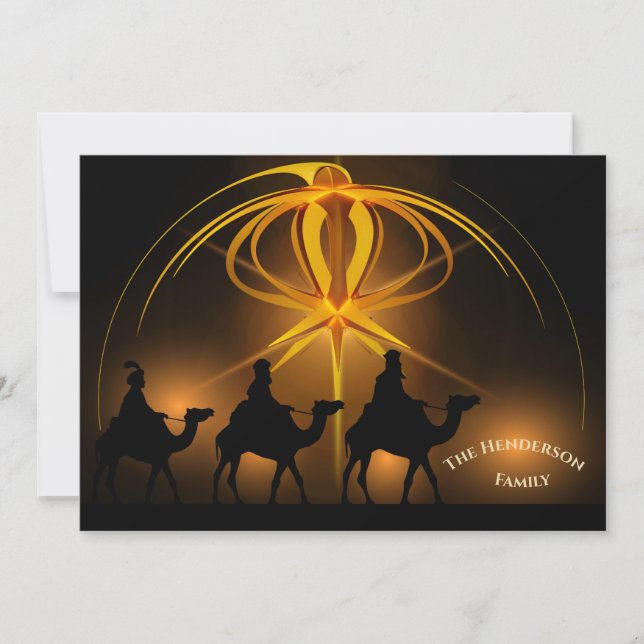 Christmas Three Kings Gold Custom Holiday Card (Front)