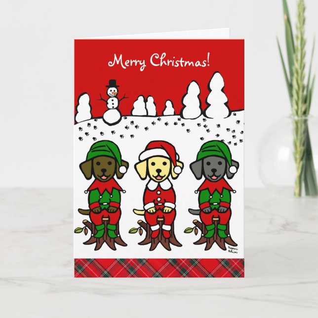 Christmas Three Lab Puppies Holiday Card (Front)