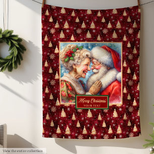 Christmas Throw Blanket Cosy Gift Mr & Mrs Claus