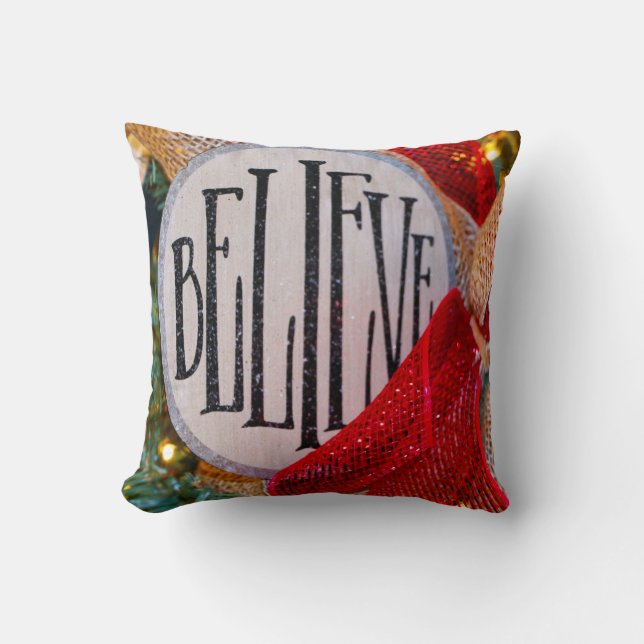 Christmas Throw Pillow/Believe Cushion (Front)