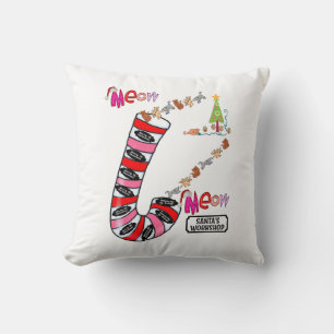 Christmas Throw Pillow, Cat Kittens Meow Mouse  Cushion
