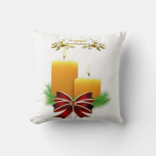Christmas Throw Pillow, Christmas Candle Cushion