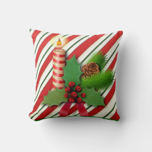 Christmas Throw Pillow, Christmas Candle Cushion