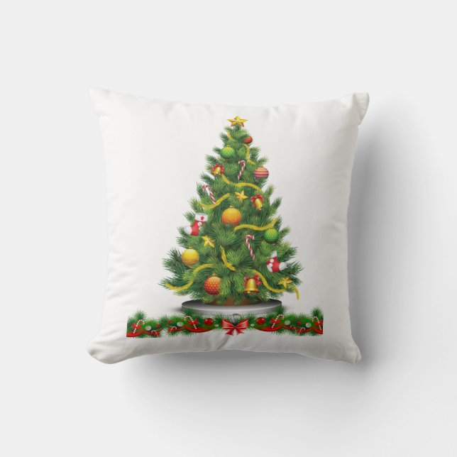 Christmas Throw Pillow, Christmas Tree Cushion (Front)