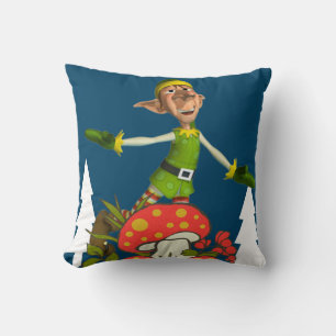 Christmas Throw Pillow, Elf Mushroom Cushion