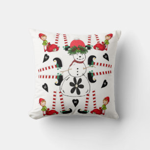Christmas Throw Pillow, Elf Snowman Throw Pillow