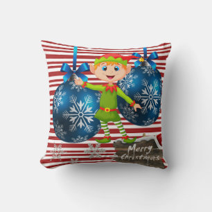 Christmas Throw Pillow, Elf Stripe Cushion
