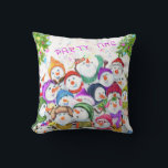 Christmas Throw Pillow Gift Happy Snowmans Party<br><div class="desc">Pillows with Happy Snowmans Merry Christmas Party Funny Drawing Cartoon Snowman Celebration - Choose / Add Your Unique Text / Font / Color - Make Your Special Pillow Gift - Resize and move or remove and add elements / image with customization tool ! - Drawing and Design by MIGNED. You...</div>