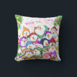 Christmas Throw Pillow Gift Happy Snowmans Party<br><div class="desc">Pillows with Happy Snowmans Merry Christmas Party Funny Drawing Cartoon Snowman Celebration - Choose / Add Your Unique Text / Font / Color - Make Your Special Pillow Gift - Resize and move or remove and add elements / image with customization tool ! - Drawing and Design by MIGNED. You...</div>
