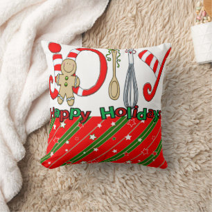 Christmas Throw Pillow, Happy Holidays Cushion
