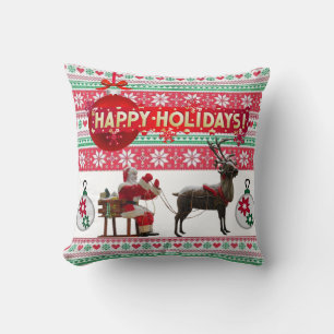 Christmas Throw Pillow, Happy Holidays Cushion