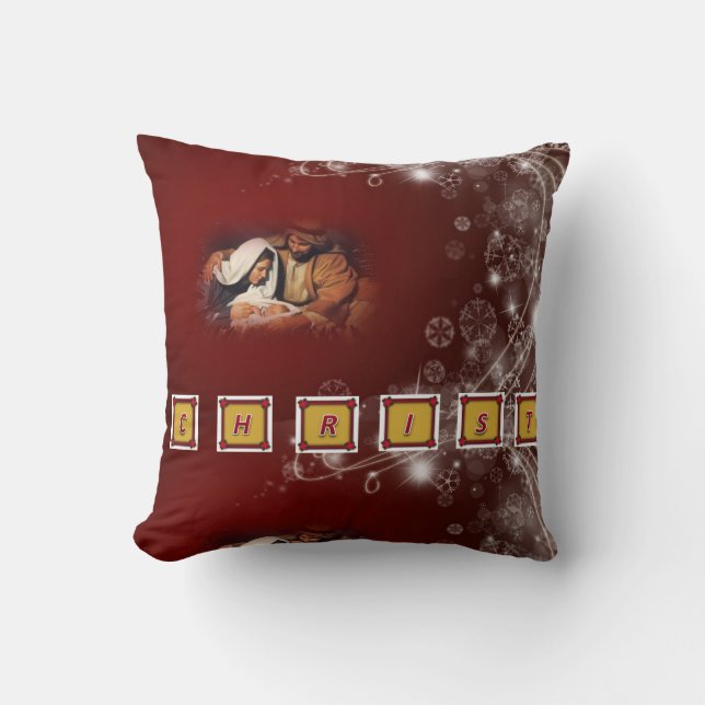 Christmas Throw Pillow, Jesus Christ Cushion (Front)