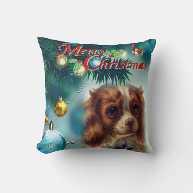 Christmas Throw Pillow, Merry Christmas Cushion (Front)