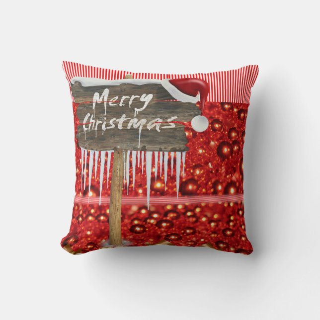 Christmas Throw Pillow, Merry Christmas Cushion (Front)