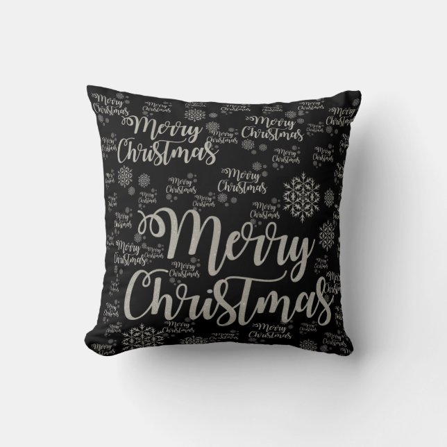 Christmas Throw Pillow, Merry Christmas Cushion (Front)