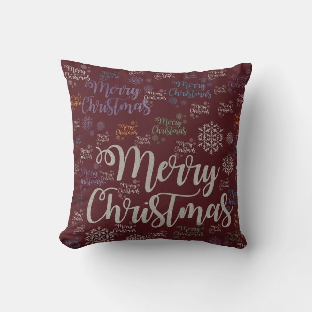 Christmas Throw Pillow, Merry Christmas Cushion (Front)
