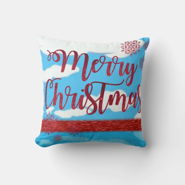 Christmas Throw Pillow, Merry Christmas Cushion (Front)
