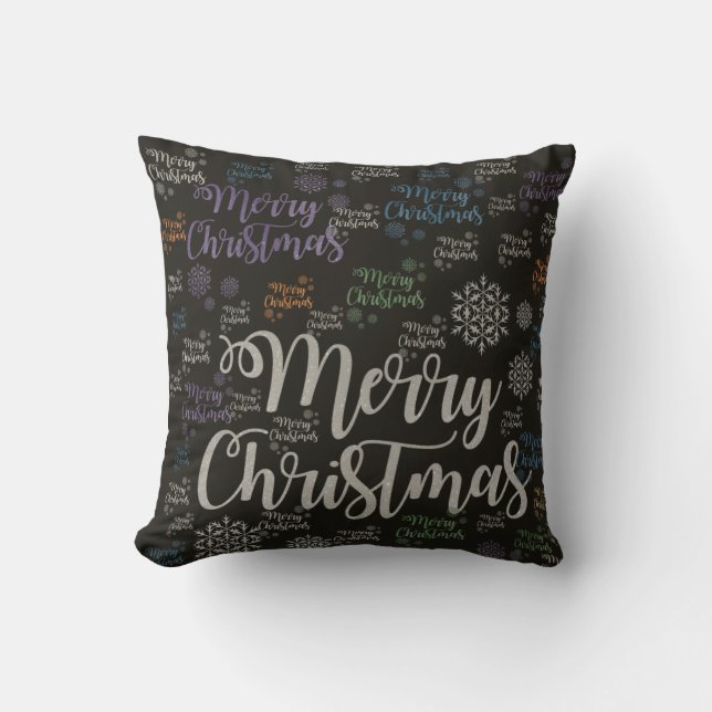Christmas Throw Pillow, Merry Christmas Cushion (Front)