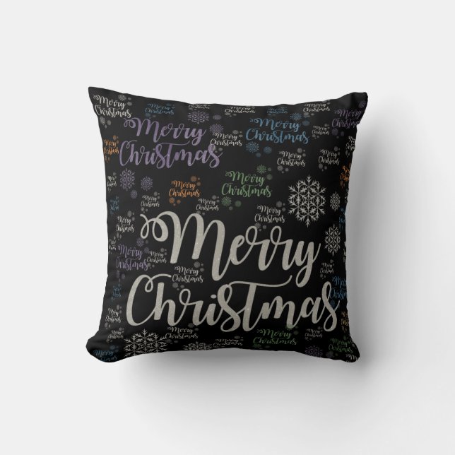 Christmas Throw Pillow, Merry Christmas Cushion (Front)