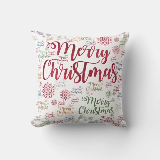 Christmas Throw Pillow, Merry Christmas Cushion (Front)