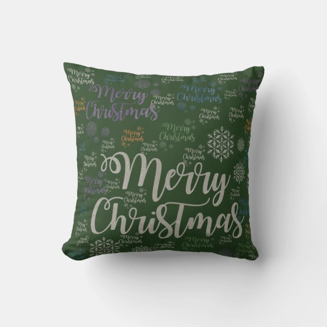 Christmas Throw Pillow, Merry Christmas Cushion (Front)
