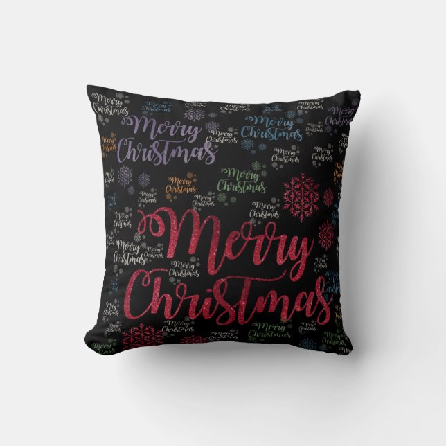 Christmas Throw Pillow, Merry Christmas Cushion (Front)