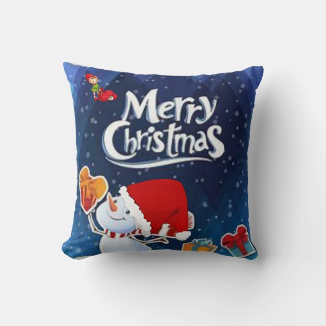 Christmas Throw Pillow, Merry Christmas Cushion (Front)
