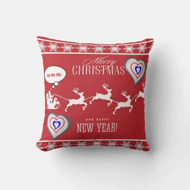 Christmas Throw Pillow, Merry Christmas Cushion (Front)