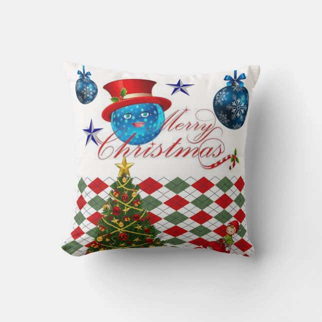 Christmas Throw Pillow, Merry Christmas Cushion (Front)