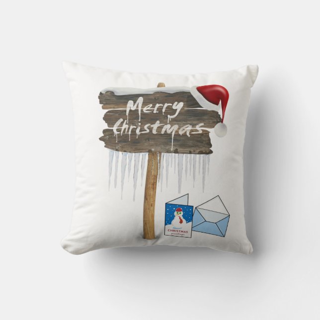 Christmas Throw Pillow, Merry Christmas Cushion (Front)