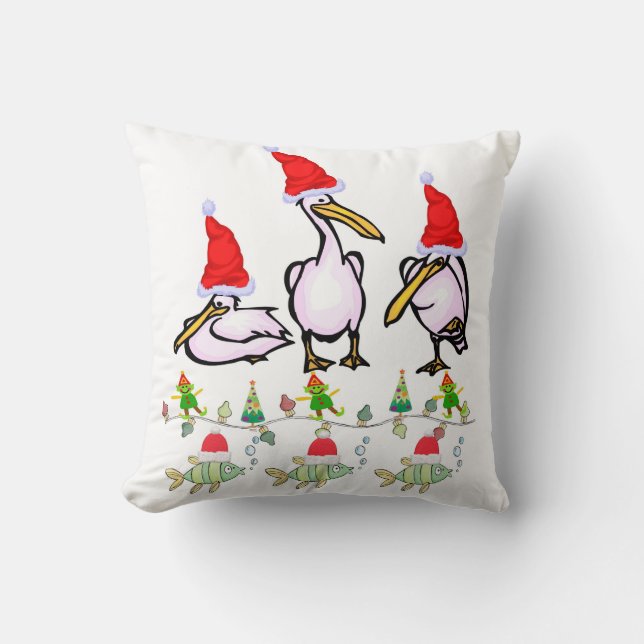 Christmas Throw Pillow, Pelican Fish  Cushion (Front)