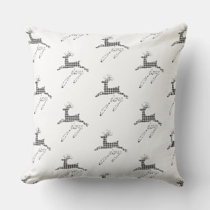 Christmas Throw Pillow-Plaid Joy Reindeer Cushion